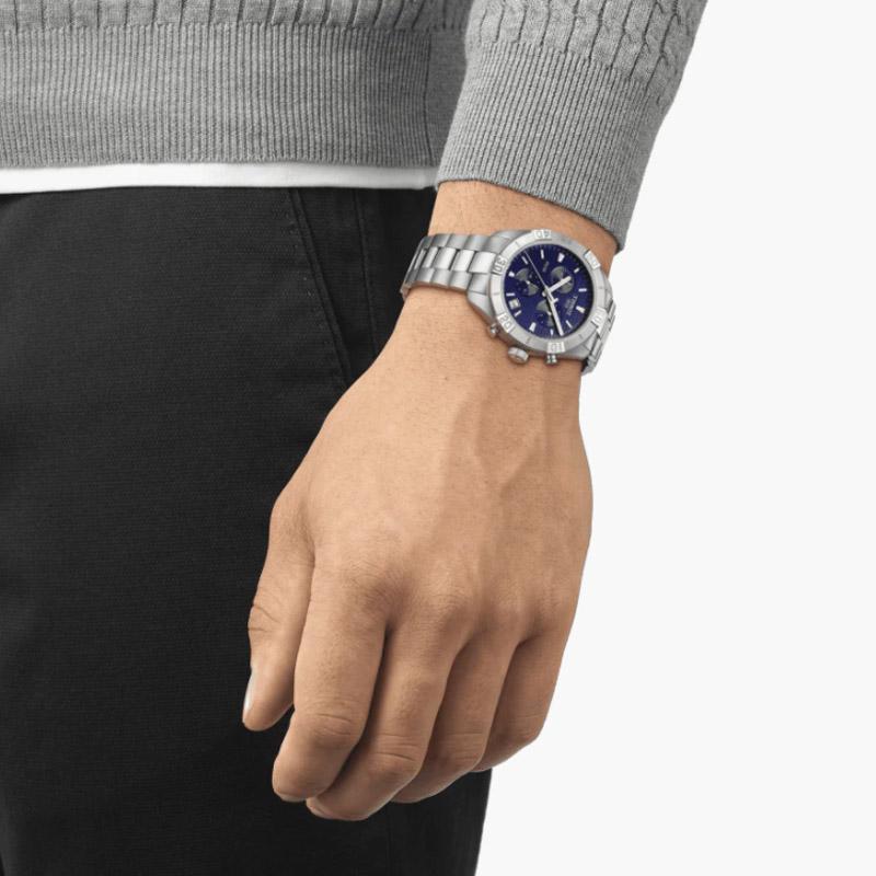 Tissot Коллекция PR100 Мужские кварцевые часы Часы 44 мм Синий циферблат Корпус из нержавеющей стали T101.617.11.041.00