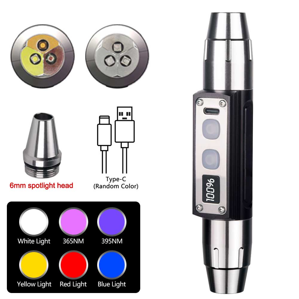 4-в-1 Белый Желтый УФ 365 нм/395 нм светодиодный ЖК-фонарик USB зарядка ювелирные изделия нефритовый камень маркер для пятен от домашних животных руда деньги скорпион свет