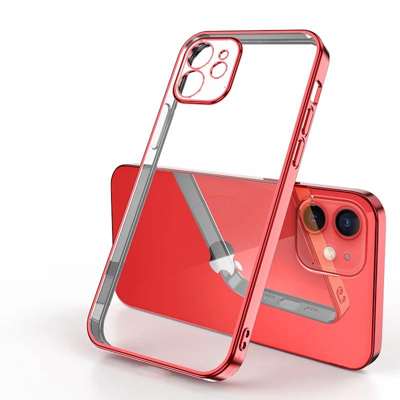 Роскошный квадратный силиконовый прозрачный чехол для телефона iPhone 15 14 11 12 13 Pro Mini Xs Max X Xr 7 8 Plus, мягкий чехол с покрытием Farme Shell
