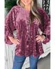 Azura Exchange Red Dahlia Velvet Pagoda Sleeve Crew Neck Top