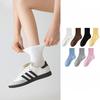 Female Autumn and Winter Draw Waist Pure Color Sports Breathable Sweat Absorbent Boneless Cotton Socks