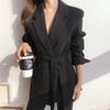 Женский черный блейзер средней длины - Весна и Осень 2025, Новый корейский и британский стиль