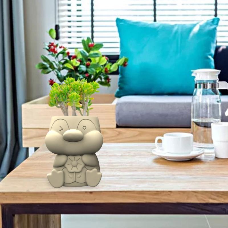 Penguin Succulent Flower Silicone Mold Concrete Candlestick Resin Mould Succulent Planter Craft Casting Tool