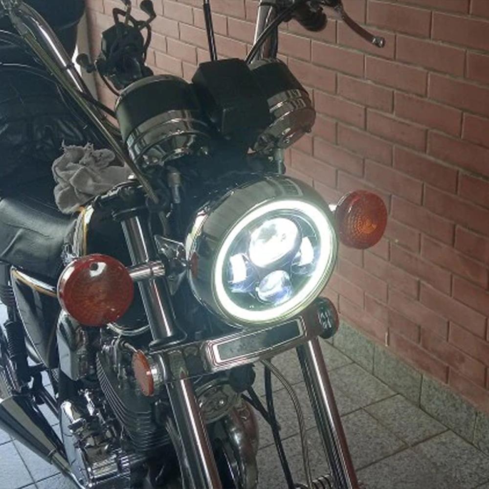Универсальная 7,5-дюймовая круглая фара для кафе-рейсера, боббера, Honda 7-дюймовая светодиодная мотоциклетная фара