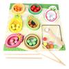 Montessori Matching&Sorting Game Wooden Fruit Clip Beads Color Shape Sensory Sorter for Kids Fine Motor Skills Early Education