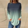 Women's Loose Round Neck Gradient Print Long Sleeve T-Shirt Top Pullover