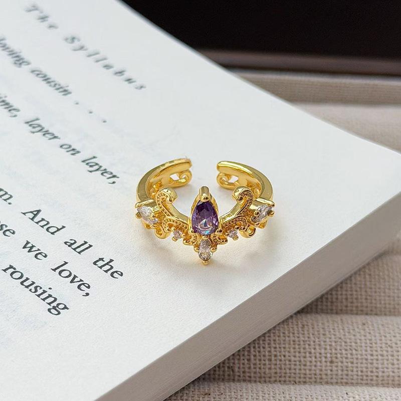 Средневековое французское ретро кольцо с открытой шинкой и полным бриллиантом, модное, с высоким чувством стиля и темпераментом, нишевый дизайн, изысканные бриллиантовые аксессуары для женщин