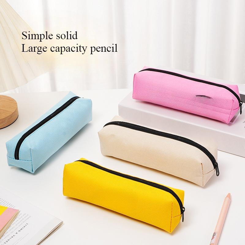 1pc Small Solid Simple Zipper Pencil Case Mini Pen Bags Stationery for School Office Suppliers