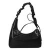 Shoulder Korea [PETITCHOU] Bag, Handbag, Pleated, Rush, Strap, Minimalist, Simple, Crossbody, Lightweight, Commuting, (Black)