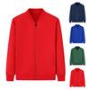Unisex Coat Stand Collar Zip-up Carrdiagn Long Sleeves Elastic Cuff Hem Pure Color