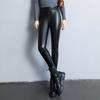 Осень-зима, черные флисовые матовые кожаные леггинсы из искусственной кожи, женские брюки с высокой талией, эластичные брюки с подтяжкой ягодиц, узкие леггинсы, брюки