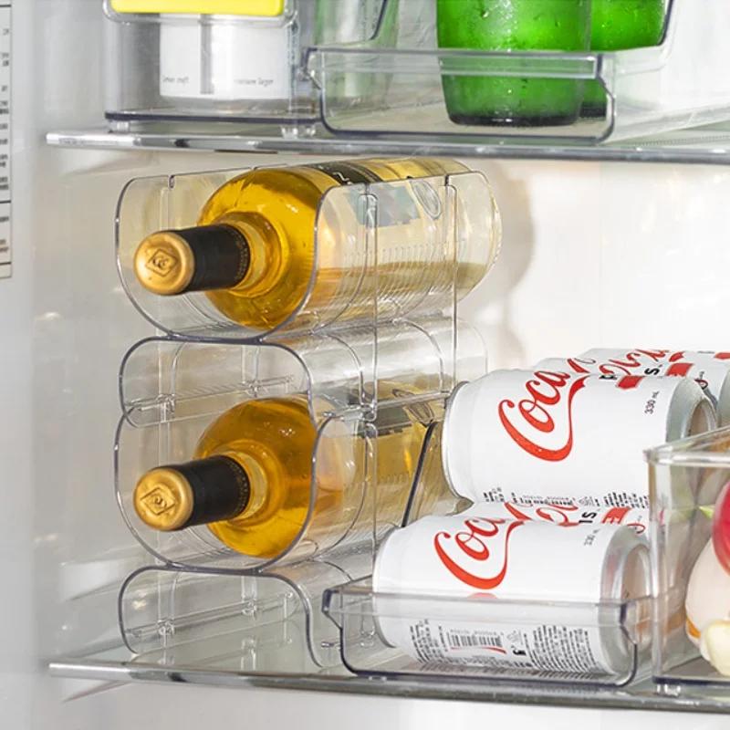 Transparent Red Wine Rack for Home Display, PET Bottle Holder with Creative Stackable Design Ideal Wine Shelf for Fridge Storage