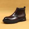 Зимние мужские ботинки челси короткие кожаные ботинки на воздушной подушке на платформе деловые повседневные британские кожаные ботинки