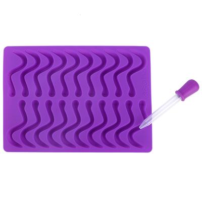 Силиконовая форма для желейных червячков на 20 отделений для шоколадных конфет и желейного торта с капельницей