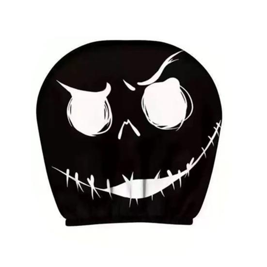 Skull Car Headrest Covers Spooky Print Auto Seat Head Rest