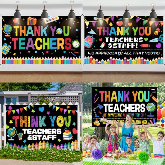 Баннер-фон для Недели признательности учителям. Спасибо учителям и сотрудникам. Украшение фона на День учителя. Декор для классной комнаты, школы, офиса.