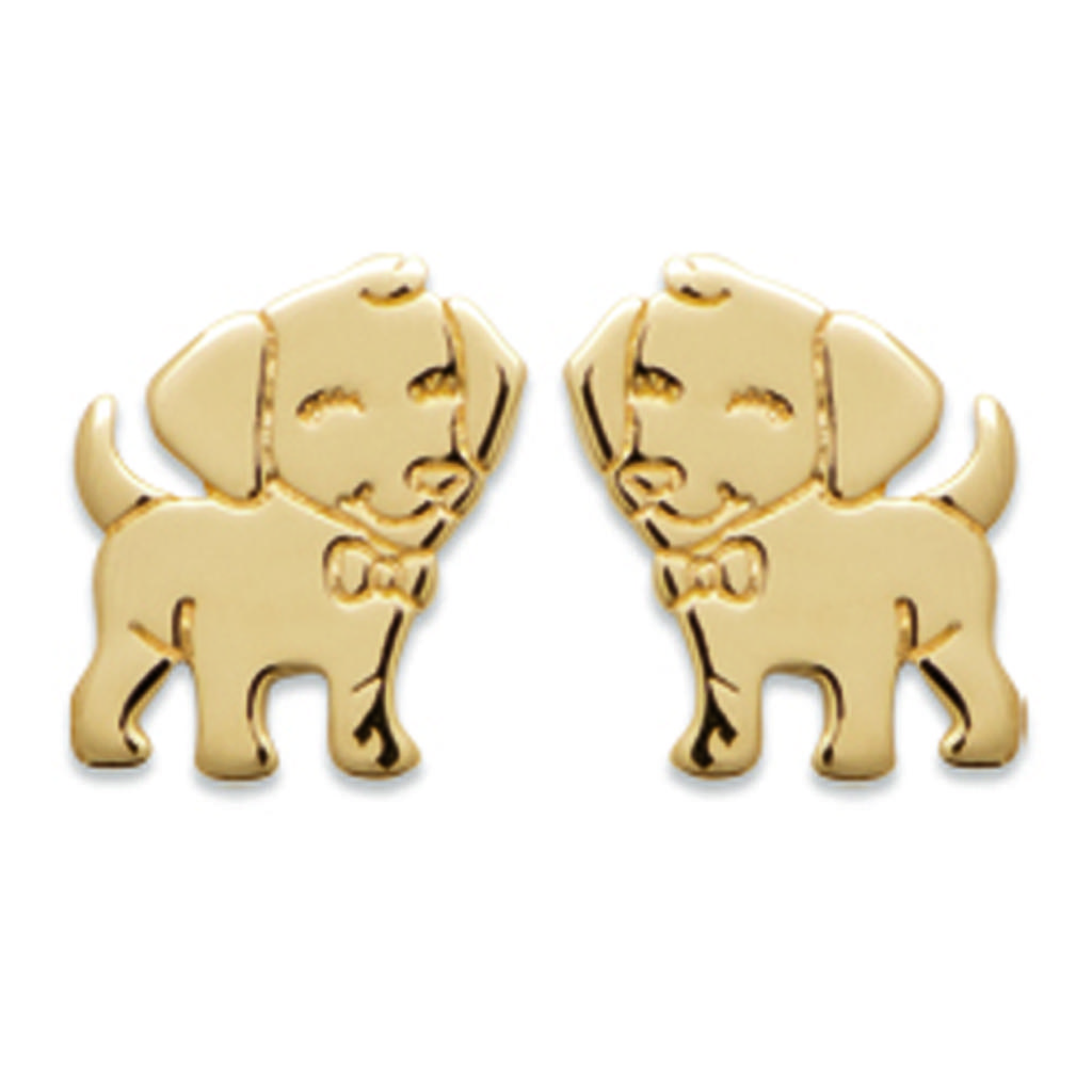Les Trésors De Lily [R7459] - Gold Plated 'Dogs' Earrings - 10x9 Mm