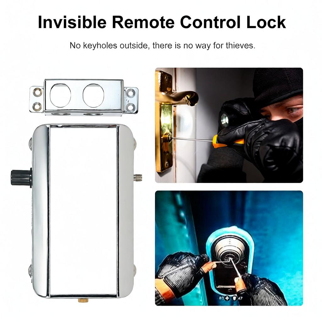 Home Door Lock Kit Remote Control Keyless Entry Electronic Lock Silent Version Smart Wireless Anti-theft Deadbolt Access Control System for Home Hote