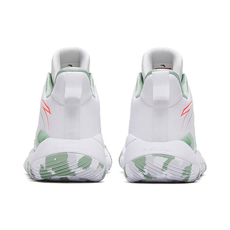 Anta Laser 4 Leather Wear-Resistant Breathable Mid-Top Basketball Shoes Men Sneakers White Green 112311607-1