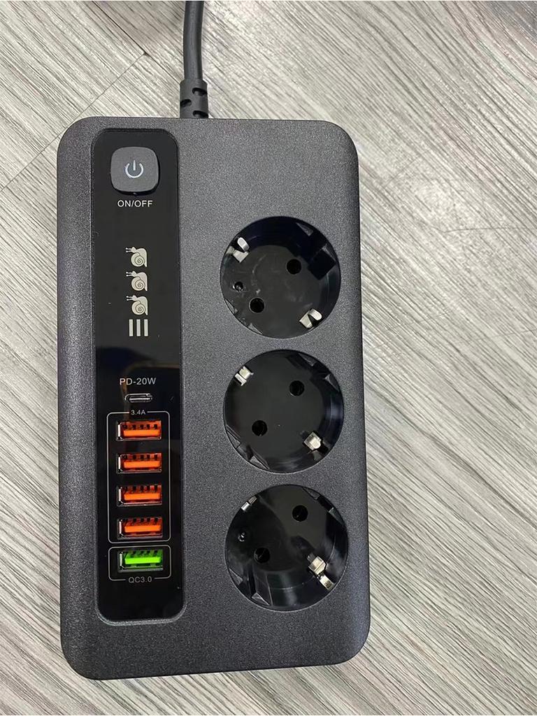 Розетка переменного тока ЕС, вставной удлинитель с двойной быстрой зарядкой, USB-удлинитель с перегрузкой