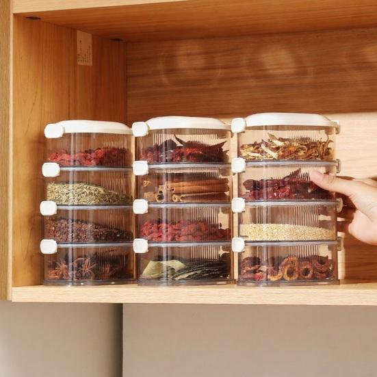 5-ярусный герметичный органайзер для специй, штабелируемые контейнеры для хранения специй, герметичный органайзер для приправ с прозрачными разделенными отсеками для специй, трав, приправ