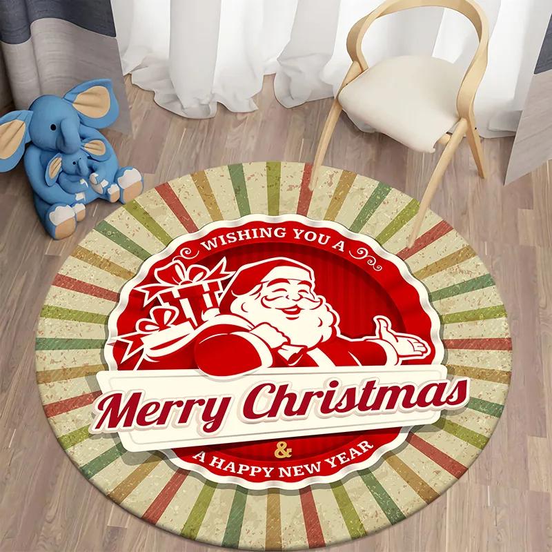 Санта-круглый ковер для дома, гостиной, спальни, коврик для кухни, ванной комнаты, коврик, милое украшение для детской комнаты