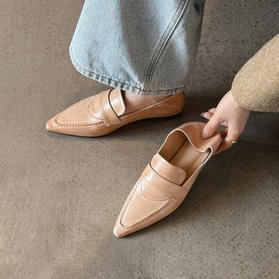 Мода 2025 Осень Низкий каблук Женские туфли-лодочки Острый носок Лаконичные Туфли для работы офисной леди Женские туфли-лодочки из натуральной кожи Базовые женские туфли