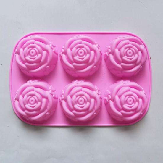 Форма для торта гибкая антипригарная в форме цветка розы силиконовая форма 6 сеток шоколад