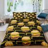 Hamburger Duvet Cover Meat Cheese Fast Food Theme Cartoon Hamburg Pattern Quilt Cover Bedroom Decoration for Children Boys Girls