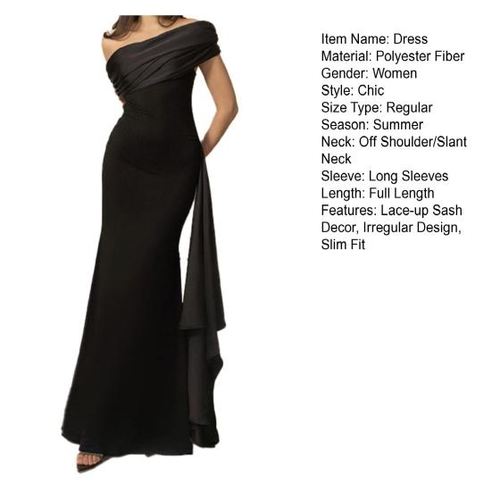 Женское вечернее платье с косым вырезом и открытыми плечами, без рукавов, со складками, на шнуровке, с нерегулярным декором