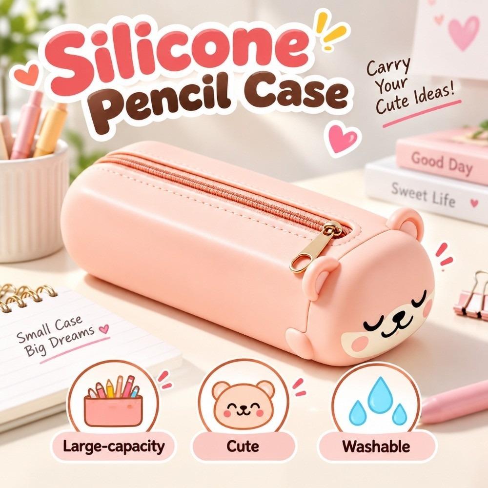 Cute Zipper Pen Case Large-capacity Pen Pouch Stationery Box Stationery Bag School Students