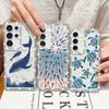 Whale Pattern Soft Silicone Phone Case For Samsung S25 Edge S24 FE S23 Ultra S22 A16 A56 A36 A15 A55 A35 Diamond Frame Clear Shockproof Cover