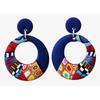 [R6436] - Handmade Earrings 'Columbine & Harlequin' Blue Multicolor - 40x30 Mm