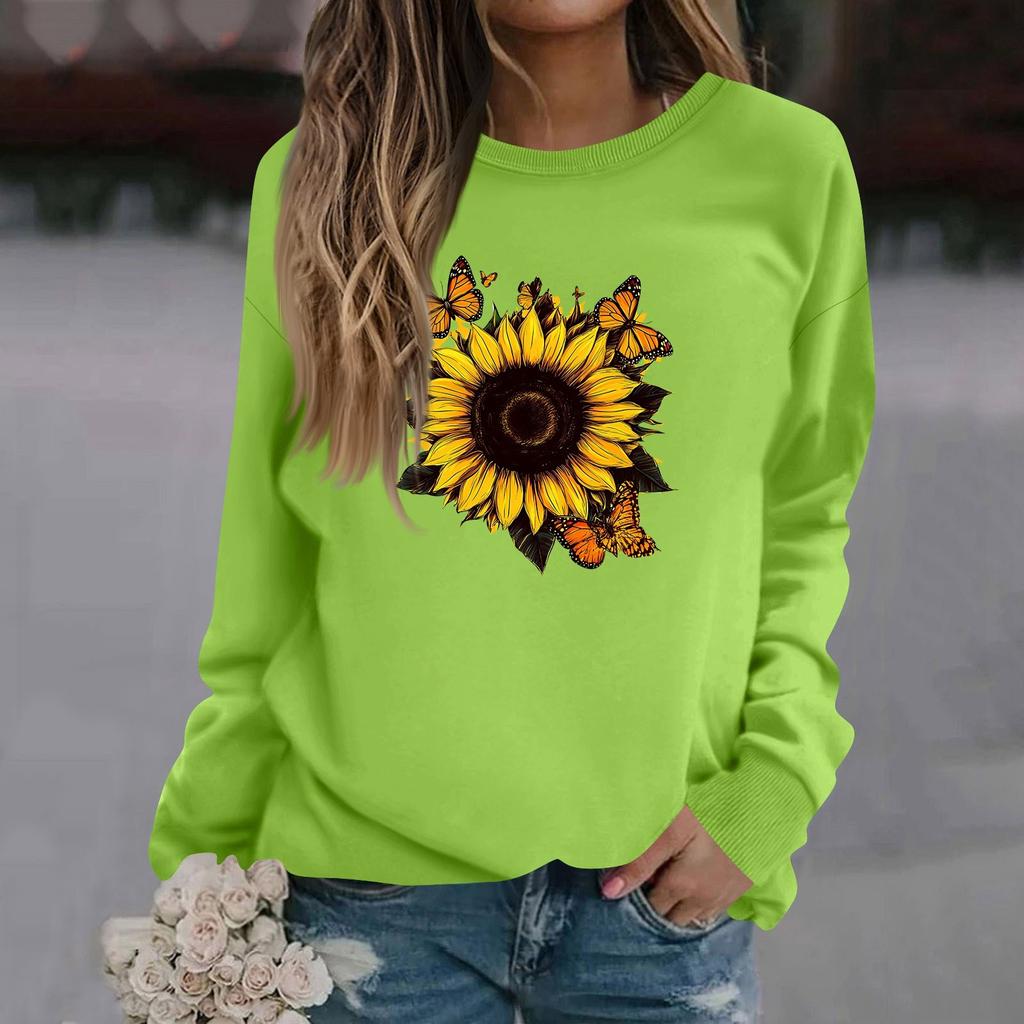 Женская модная повседневная толстовка с длинным рукавом и круглым вырезом с принтом