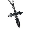 Gothic Sword Pendant Necklace, Winged Cross, Vampire Bat Wings, Unisex Statement Necklace