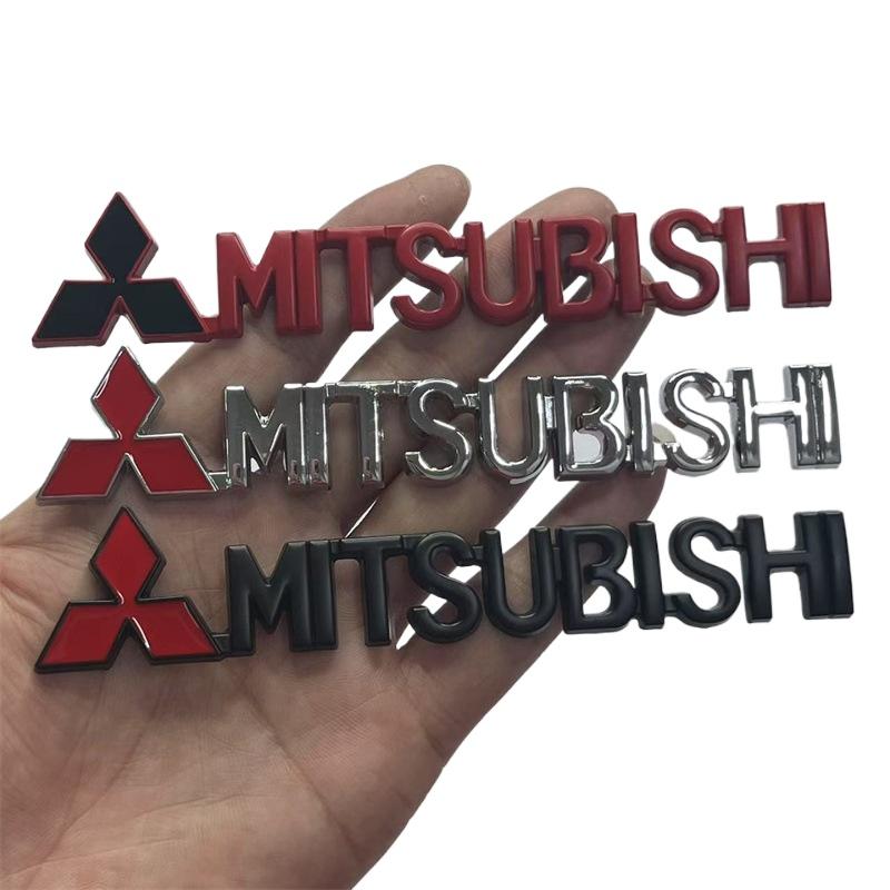 Car 1Pcs 3D Metal Zinc Alloy Car Body Emblem Badge Exterior Decorative Creative Stickers For Mitsubishi Outlander Pajero Lancer