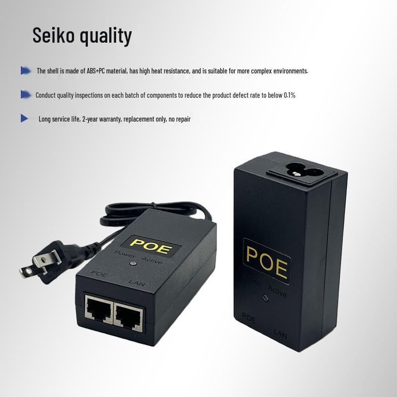 48V/0.5A & 24V/1A POE Power Adapter with Ethernet Cable for Wireless AP Bridge & Gigabit Surveillance Camera.