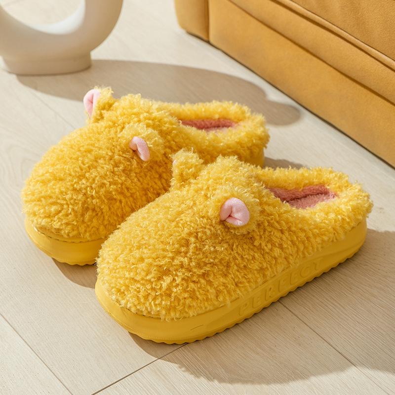 Женские тапочки осень и зима милые мультяшные пары для дома в помещении и на улице толстая подошва нескользящая и бархатная для сохранения тепла