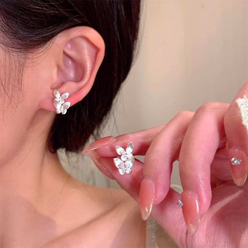 Уникальные серьги-пусеты из серебра 925 пробы с цирконом и жемчугом в виде бабочек для женщин - Высококачественная модная бижутерия