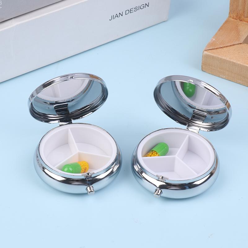 1 шт., круглая таблетка в виде листа стрекозы, 3 отделения, мини-декоративный карманный кошелек, портативный дорожный держатель для таблеток и витаминов Orga