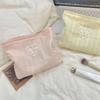 Красивая простая косметичка в стиле INS, милая вышивка, бант, полосатый кейс для макияжа, портативные дорожные сумки для хранения кабелей наушников