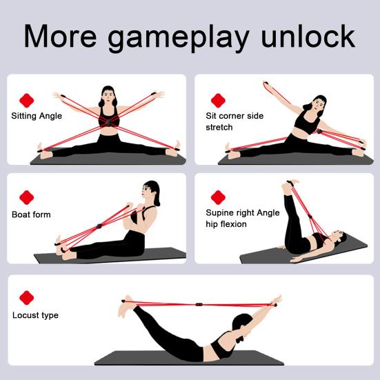 Эспандер для пилатеса с 4 петлями, расширитель груди, растяжка мышц, силовая тренировка, эластичная лента, домашний тренажерный зал, оборудование для тренировок всего тела