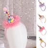 Birthday Party Hairhoop Adult Party Hat Headband Rainbow Candy Lace Hairband for Children Photography Head Accessories