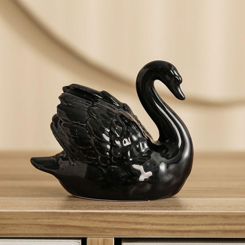 Elegant White Swan Statue Unique Swan Couple Figurine Nordic Black Swan Ornaments  Wedding Gift