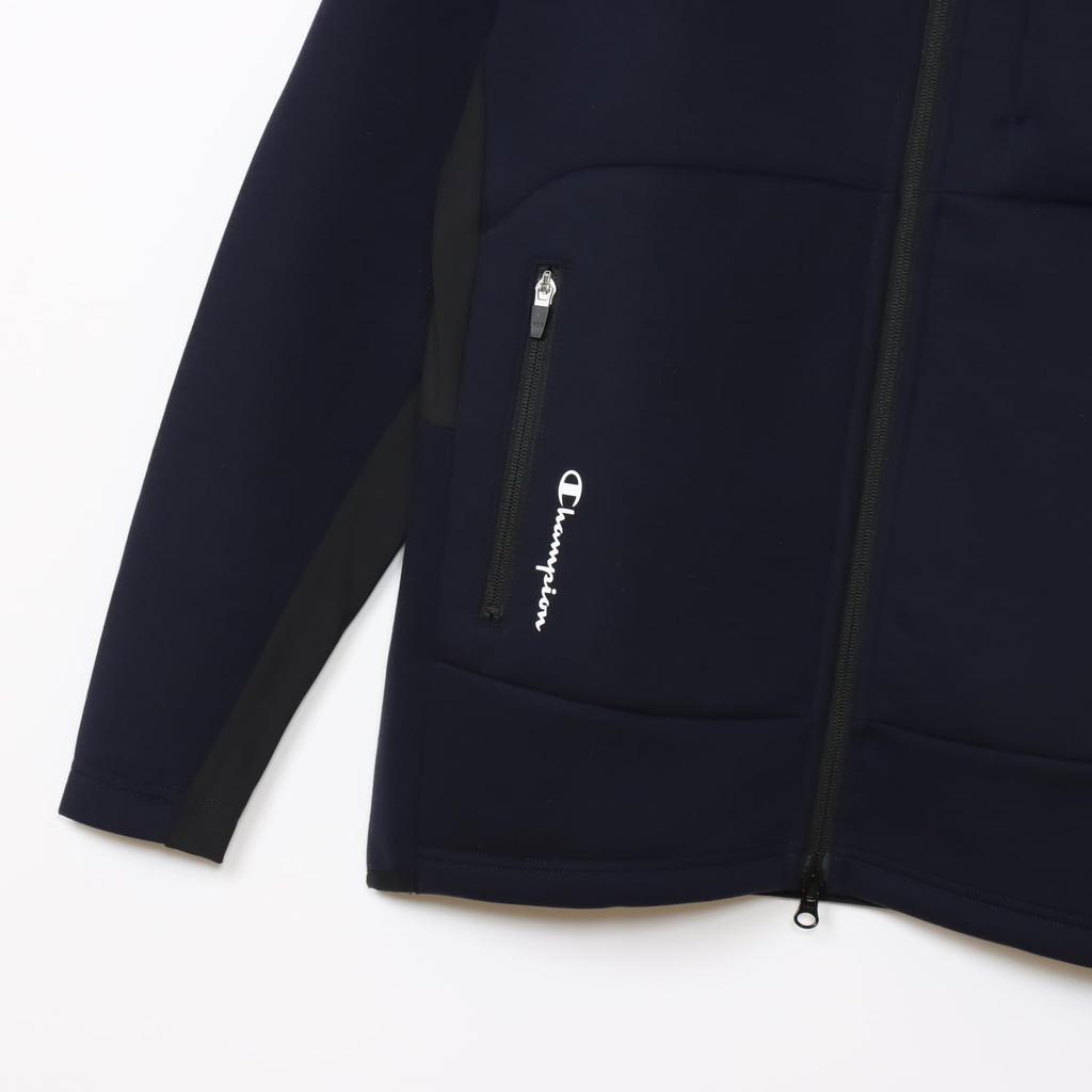 Sweatshirt Long Sleeve Water Repellent Script Logo 3LS Zip Hooded Sweatshirt Golf Navy [Champion] WRAP-AIR Techweave(R) C3-AG102 Men's