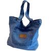Tote Denim Distressed Denim A4 Vintage Shoulder Handbag [yumemono] Bag, Bag, Look, Fabric, Size, Look, Lightweight, Bag, (navy Blue)