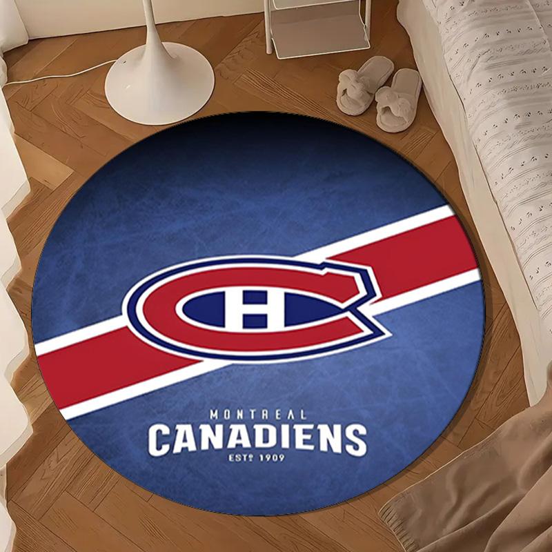 Canadiens Hockey Team Round Rug for Livingroom,Bedroom, Palyroom, Chair Rug, Area rug, Circle Carpet, Large Size Decor Fan Christmas gift