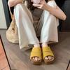 [sheii Su Yinyin] Giant Foot Cover~ Retro Soft Leather Cork Thick Bottom Casual Boken Slippers Women's Sandals Outside