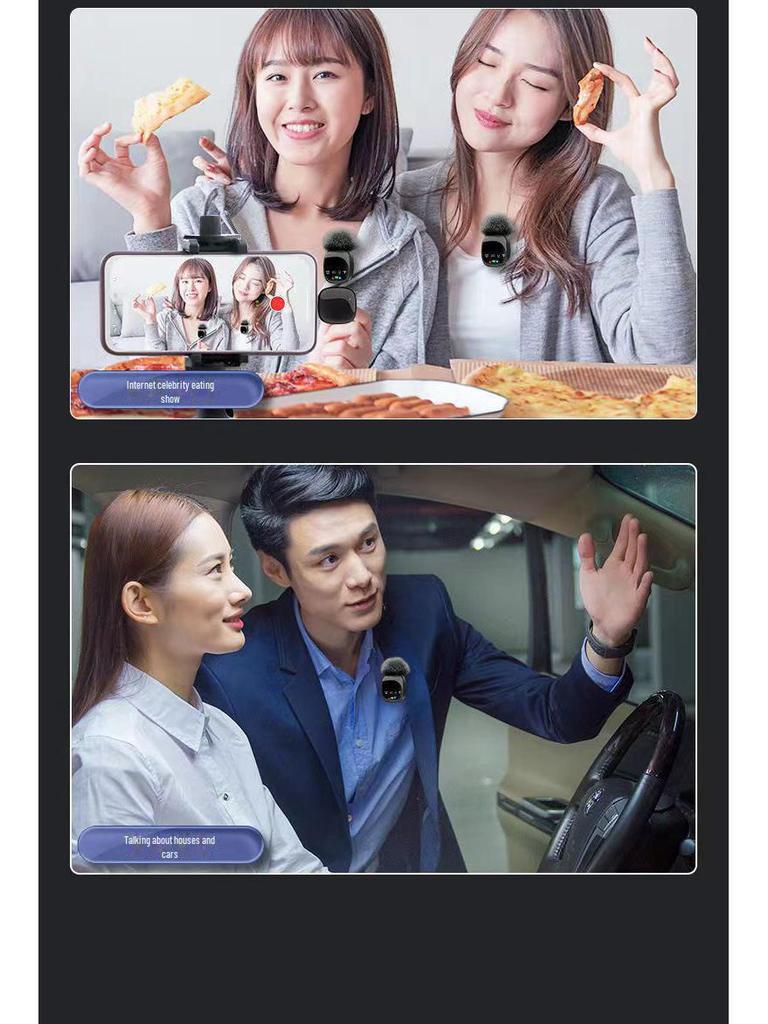 R8 Wireless Collar Microphone for Live Streaming & Karaoke - Noise Reduction & Recording