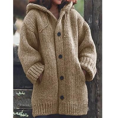 Повседневный теплый утепленный свободный крой длинный свитер, одежда, кардиган, женский осенне-зимний модный офисный женский пальто с капюшоном 30432